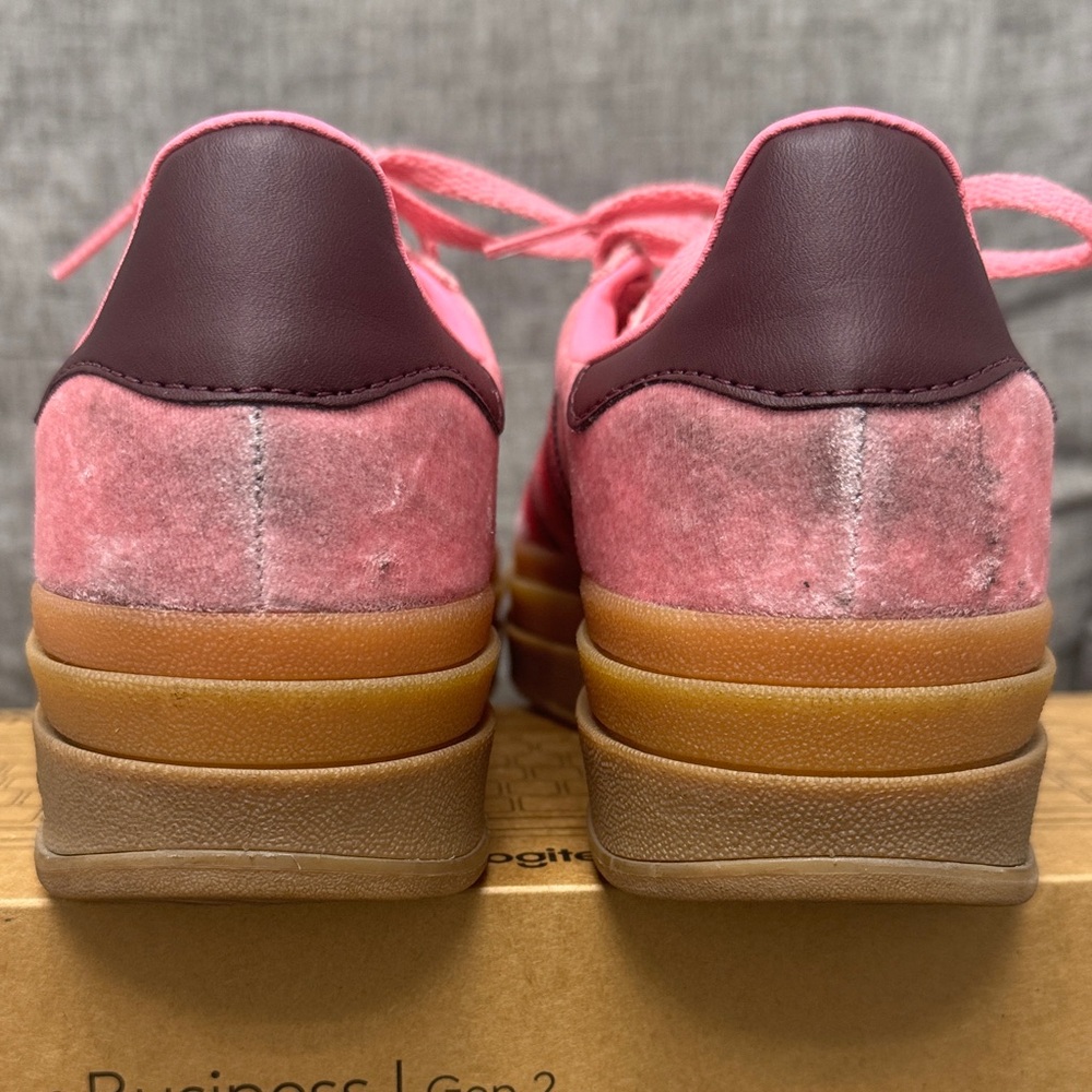 adidas Gazelle Pink Suede Low-Top Sneakers with platform Gum Sole - Picture 6 of 13